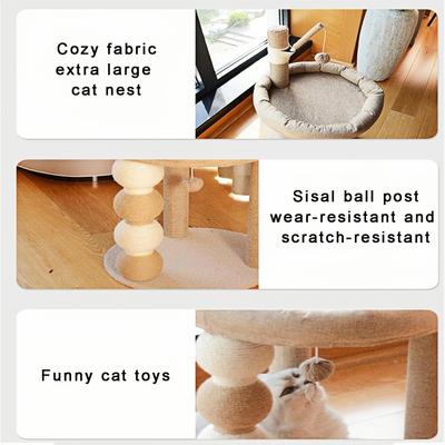 Show full view: NonoPets Cozy Activity Cat Bed & Tower with Sisal Scratching Post & Hanging Toy Balls slide 7 of 7