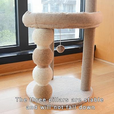 Show full view: NonoPets Cozy Activity Cat Bed & Tower with Sisal Scratching Post & Hanging Toy Balls slide 5 of 7