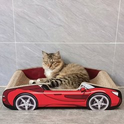 NonoPets Sports Car Scratcher Lounge Cat Bed, Red