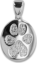 Thumbies Sterling Custom Pet Paw Print Small Pendant, Silver