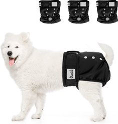 SlowTon Washable Female Dog Diapers, Black, 3 count, XX-Large: 27-in to 34-in waist