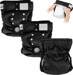 SlowTon Washable Female Dog Diapers, Black, 3 count, X-Large: 22-in to 29-in waist slide 2 of 9