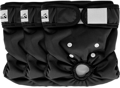 Show full view: SlowTon Washable Female Dog Diapers, Black, 3 count, X-Small: Newborn to 9-in waist slide 8 of 8