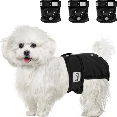 Show full view: SlowTon Washable Female Dog Diapers, Black, 3 count, X-Small: Newborn to 9-in waist slide 2 of 8