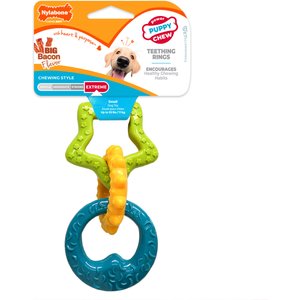 Nylabone Puppy Power Chew Teething Toy Rings Dogs Bacon Yellow, Small 