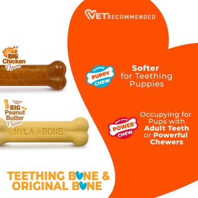 Show full view: Nylabone Classic Puppy Chew Flavored Durable Chicken & Peanut Butter Brown Dog Chew Toy, X-Small, 2 count slide 3 of 13