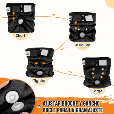 Show full view: SlowTon Washable Female Dog Diapers, Black, 3 count, Large: 19-in to 26-in waist slide 6 of 9