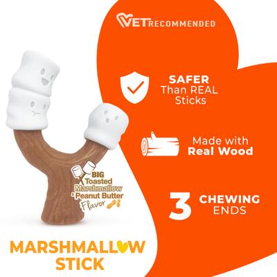 Show full view: Nylabone Strong Toasted Marshmallow Stick & Peanut Butter Flavor Tough Dog Chew Toy, Brown, Large/Giant slide 4 of 12