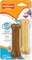 Nylabone Classic Puppy Chew Flavored Durable Chicken & Peanut Butter Brown Dog Chew Toy, X-Small, 2 count