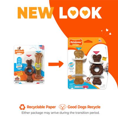 Show full view: Nylabone Just for Puppies Teething Chew Ring Flavor Medley & Chicken Dog Bone, X-Small, 2 count slide 2 of 13