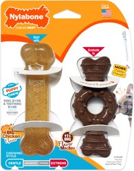 Nylabone Just for Puppies Teething Chew Ring Flavor Medley & Chicken Dog Bone, X-Small, 2 count