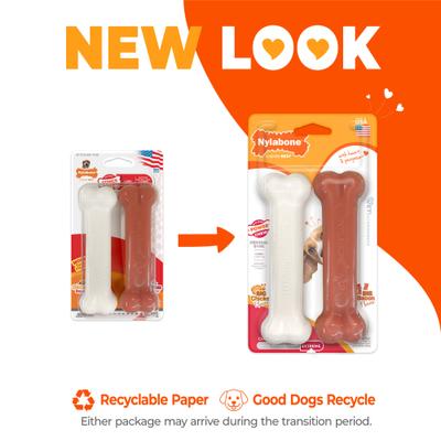 Show full view: Nylabone Power Chew Durable Dog Chew Toy, Bacon & Chicken Dog Treats, Medium, 2 count slide 2 of 13