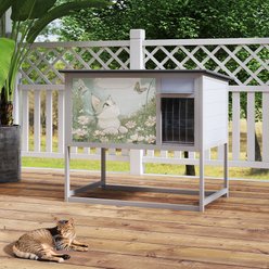 Coziwow Weatherproof Condo & Enclosure with Elevated Leg Frame Wood Outdoor Cat House, Grey slide 2 of 8