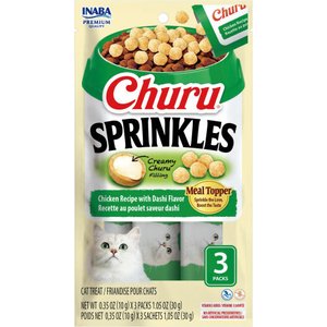 Inaba Churu Sprinkles Chicken Recipe with Dashi Flavor Grain-Free Cat Treats, 0.35-oz tube, 24 count