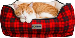 PawsPik Cozy Fleece & Plush Cat & Dog Orthopedic Bolster Bed, Red Flannel