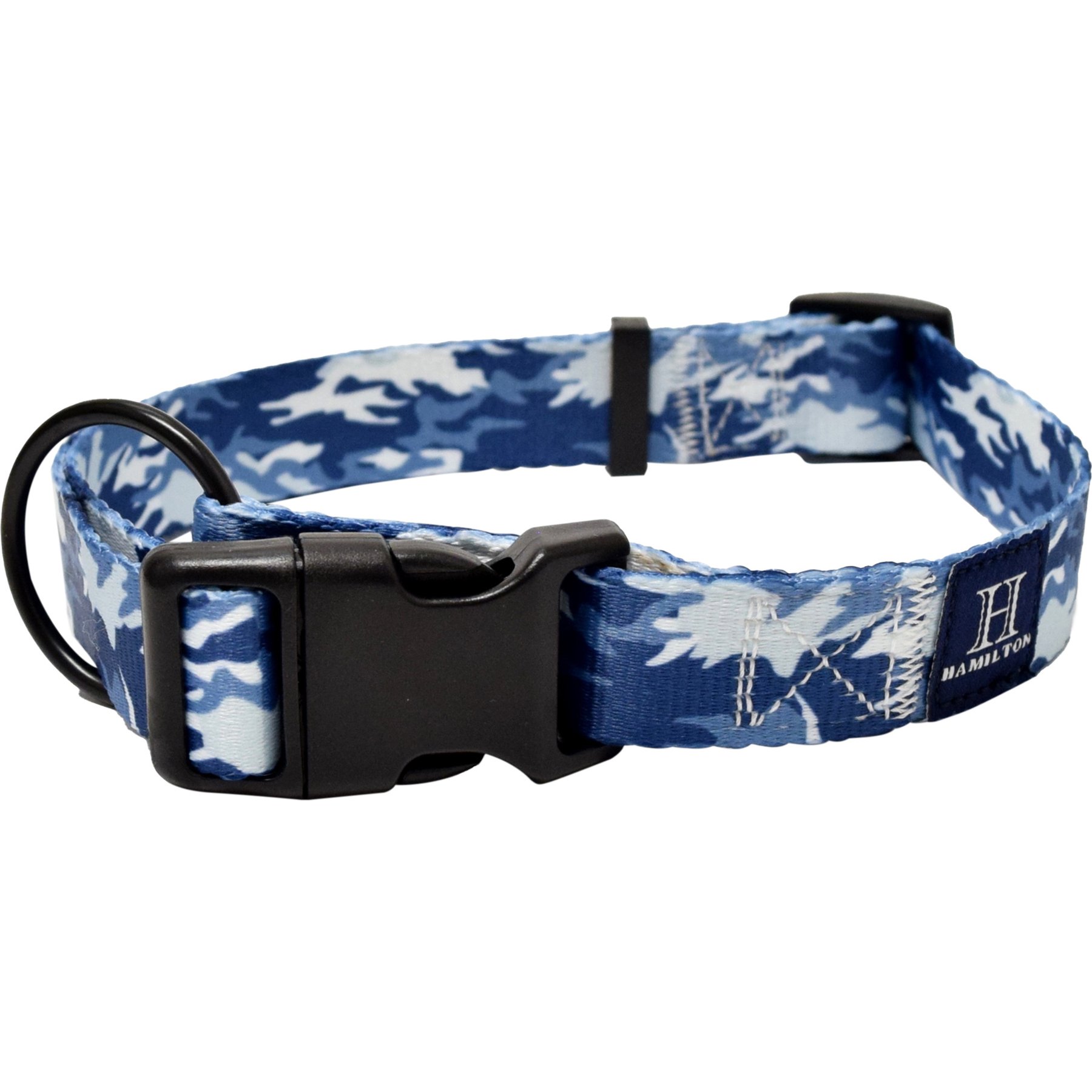 Hamilton Go Boldly Camouflage Polyester Standard Dog Collar, Blue, Medium/Large: 18 to 26-in neck, 1-in wide