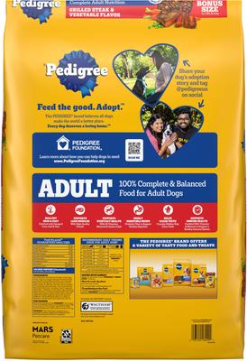 Show full view: Pedigree Complete Nutrition Grilled Steak & Vegetable Flavor Dog Kibble Adult Dry Dog Food, 20-lb bag slide 3 of 12