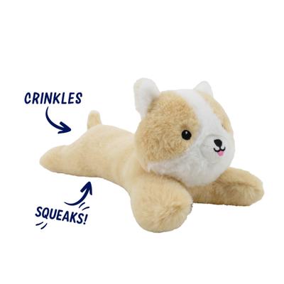 Show full view: Linzy Toys Corgi Squeaky Plush Dog Toy, Beige, 14-in slide 3 of 7