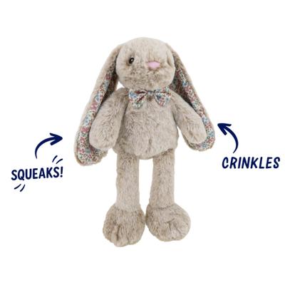 Show full view: Linzy Toys Thumper Toes Bunny Squeaky Plush Dog Toy, Brown, 14-in slide 3 of 8