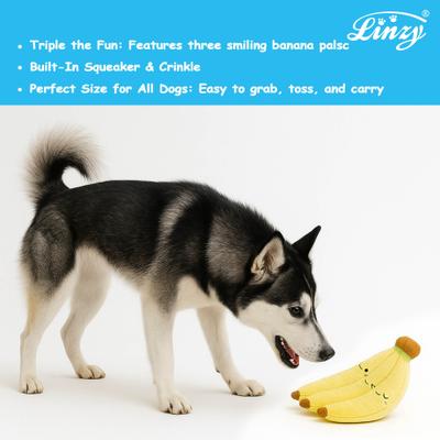 Show full view: Linzy Toys Banana Squeaky Plush Dog Toy, Yellow, 10-in slide 4 of 6