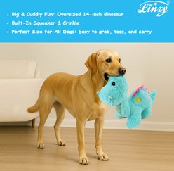 Linzy Toys Jumbo Dino Squeaky Plush Dog Toy, Green, 14-in slide 2 of 5