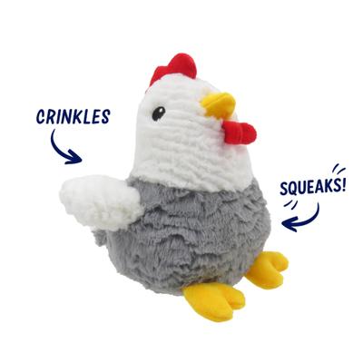 Show full view: Linzy Toys Chubby Rooster Squeaky Plush Dog Toy, Gray, 9-in slide 3 of 7