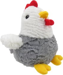 Linzy Toys Chubby Rooster Squeaky Plush Dog Toy, Gray, 9-in