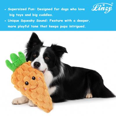 Show full view: Linzy Toys Jumbo Carrot Squeaky Plush Dog Toy, Orange, 21-in slide 4 of 4