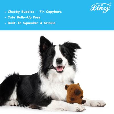 Show full view: Linzy Toys Chubby Buddies Capybara Squeaky Plush Dog Toy, Pink, 7-in slide 4 of 6