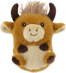 Linzy Toys Chubby Buddies Highland Cow Squeaky Plush Dog Toy, Brown, 7-in