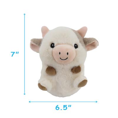 Show full view: Linzy Toys Chubby Buddies Cow Squeaky Plush Dog Toy, Beige, 7-in slide 3 of 6