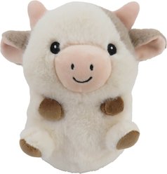 Linzy Toys Chubby Buddies Cow Squeaky Plush Dog Toy, Beige, 7-in
