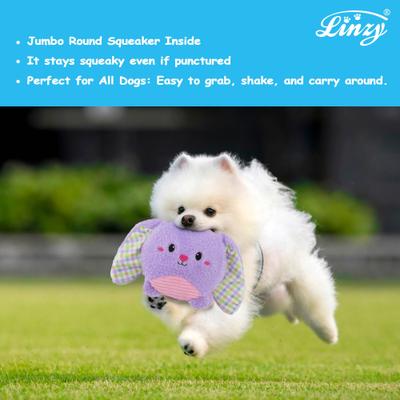 Show full view: Linzy Toys Squeaky Flatz Bunny Squeaky Plush Dog Toy, Purple, 7-in slide 5 of 7
