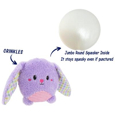 Show full view: Linzy Toys Squeaky Flatz Bunny Squeaky Plush Dog Toy, Purple, 7-in slide 3 of 7