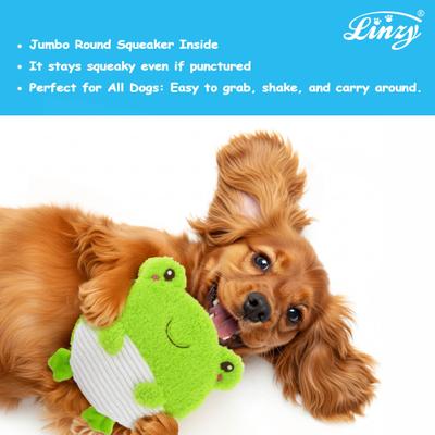 Show full view: Linzy Toys Squeaky Flatz Frog Squeaky Plush Dog Toy, Green, 7-in slide 5 of 7