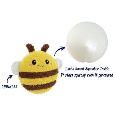Show full view: Linzy Toys Squeaky Flatz Bee Squeaky Plush Dog Toy, Yellow, 7-in slide 2 of 6