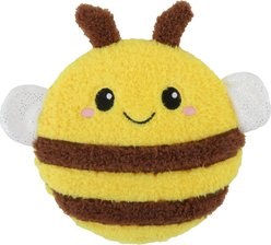 Linzy Toys Squeaky Flatz Bee Squeaky Plush Dog Toy, Yellow, 7-in