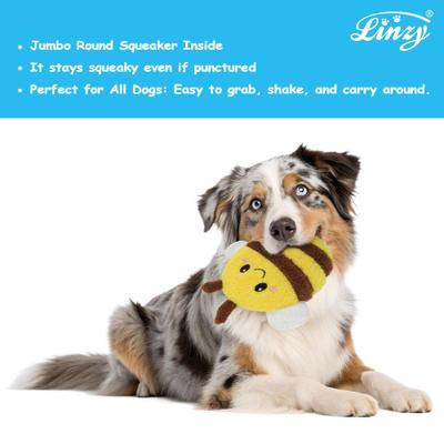 Show full view: Linzy Toys Squeaky Flatz Bee Squeaky Plush Dog Toy, Yellow, 7-in slide 4 of 6