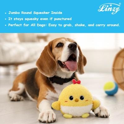 Show full view: Linzy Toys Squeaky Flatz Chick Squeaky Plush Dog Toy, Yellow, 7-in slide 4 of 6