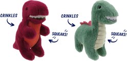 Linzy Toys Dino Squeaky Plush Dog Toy, 7-in, 2 count, Green/Red slide 2 of 5