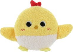 Linzy Toys Squeaky Flatz Chick Squeaky Plush Dog Toy, Yellow, 7-in