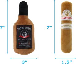 Linzy Toys Whisky & Cigar Squeaky Plush Dog Toy, Brown, 7-in, 2 count slide 2 of 4