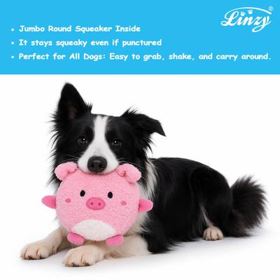 Show full view: Linzy Toys Squeaky Flatz Pig Squeaky Plush Dog Toy, Pink, 7-in slide 4 of 6