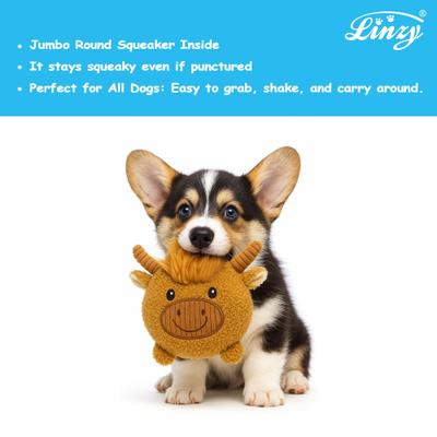 Show full view: Linzy Toys Squeaky Flatz Highland Cow Squeaky Plush Dog Toy, Brown, 7-in slide 4 of 6