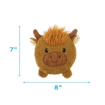 Show full view: Linzy Toys Squeaky Flatz Highland Cow Squeaky Plush Dog Toy, Brown, 7-in slide 3 of 6