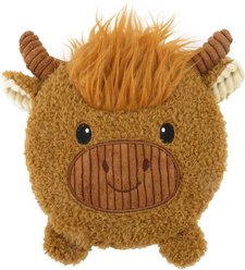 Linzy Toys Squeaky Flatz Highland Cow Squeaky Plush Dog Toy, Brown, 7-in