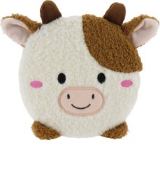 Linzy Toys Squeaky Flatz Cow Squeaky Plush Dog Toy, White, 7-in