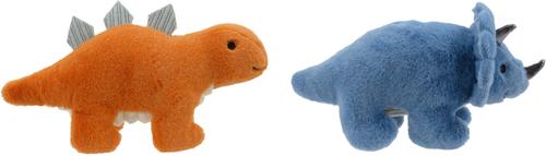 Show full view: Linzy Toys Dino Squeaky Plush Dog Toy, 7-in, 2 count, Orange/Blue slide 5 of 5