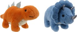 Linzy Toys Dino Squeaky Plush Dog Toy, 7-in, 2 count, Orange/Blue