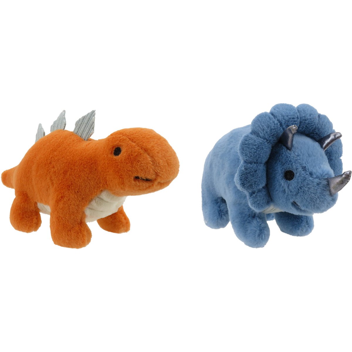 Linzy Toys Dino Squeaky Plush Dog Toy, 7-in, 2 count, Orange/Blue